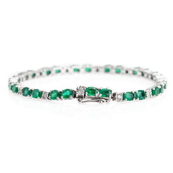 PULSERA ESMERALDA OVAL Y DIAMANTE